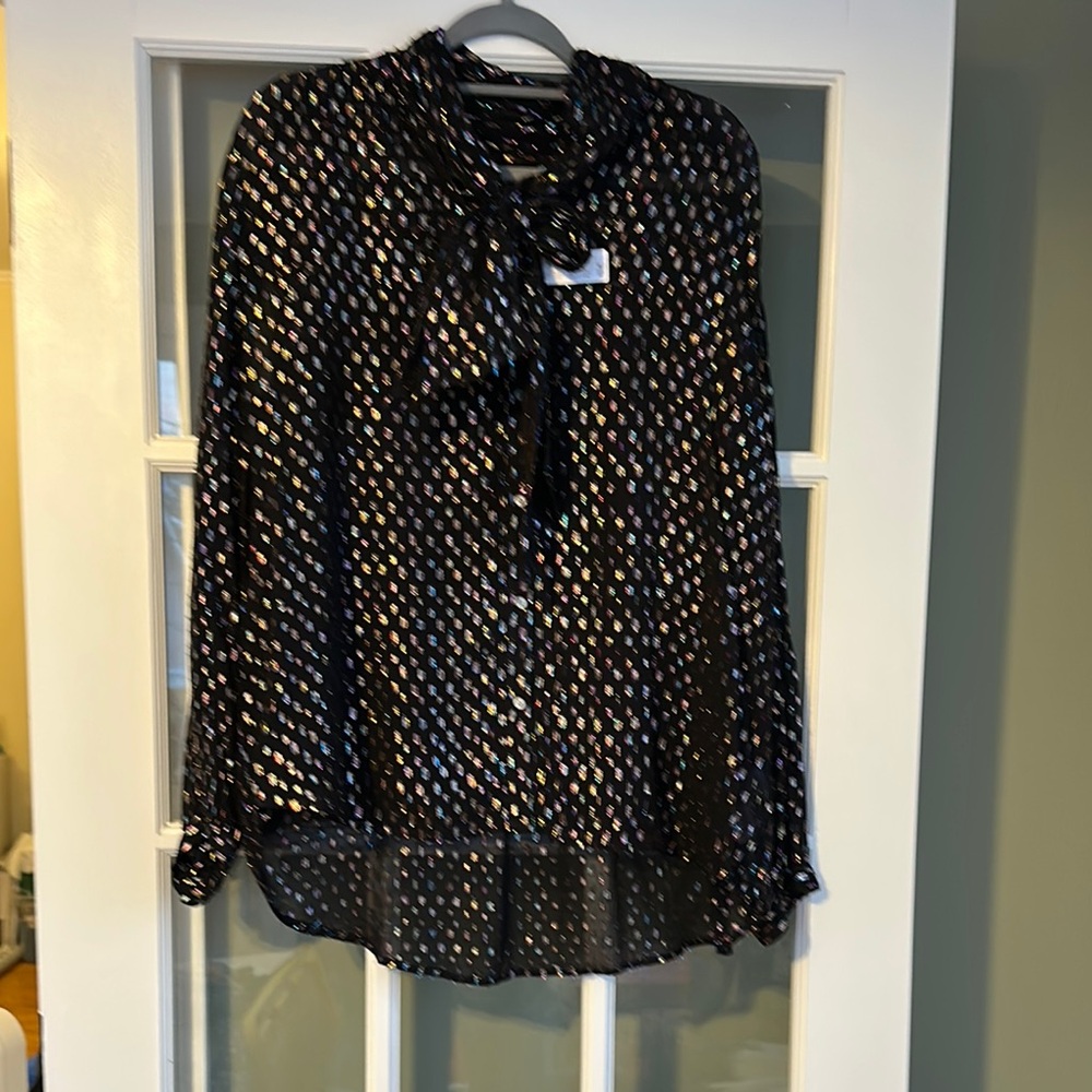 Elegant J. Crew Black and Shimmer Women's Blouse